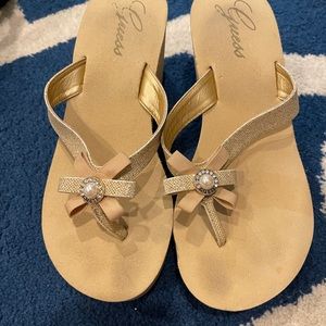 Guess platform flip flops